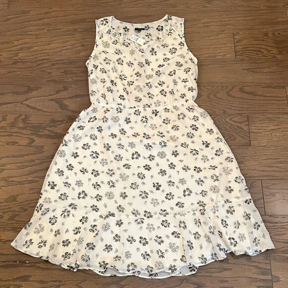 Talbots Floral White/Gray/ Silver Sleeveless Fit and Flare Dress Size 10 NWT - Picture 1 of 8